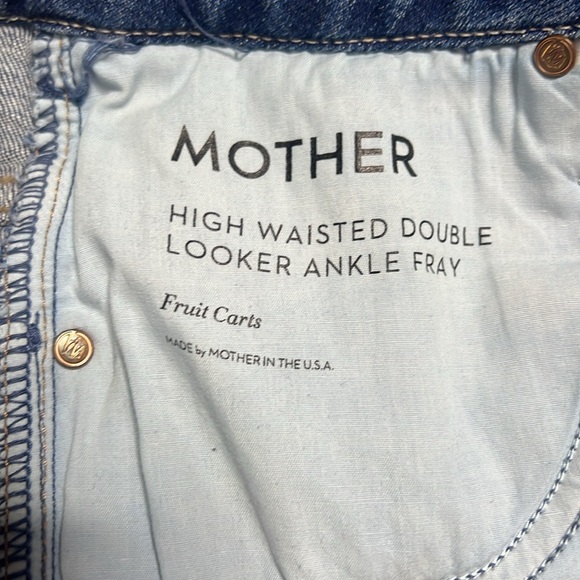 MOTHER High Waisted Double Looker Ankle Fray Embroidery Jeans Fruit Cart… - Picture 4 of 16